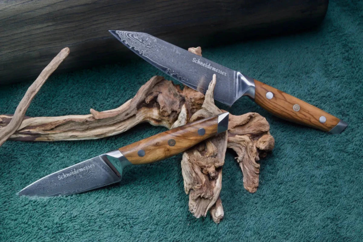 Damastmesser Set mit Olivenholzgriff von SKeld®