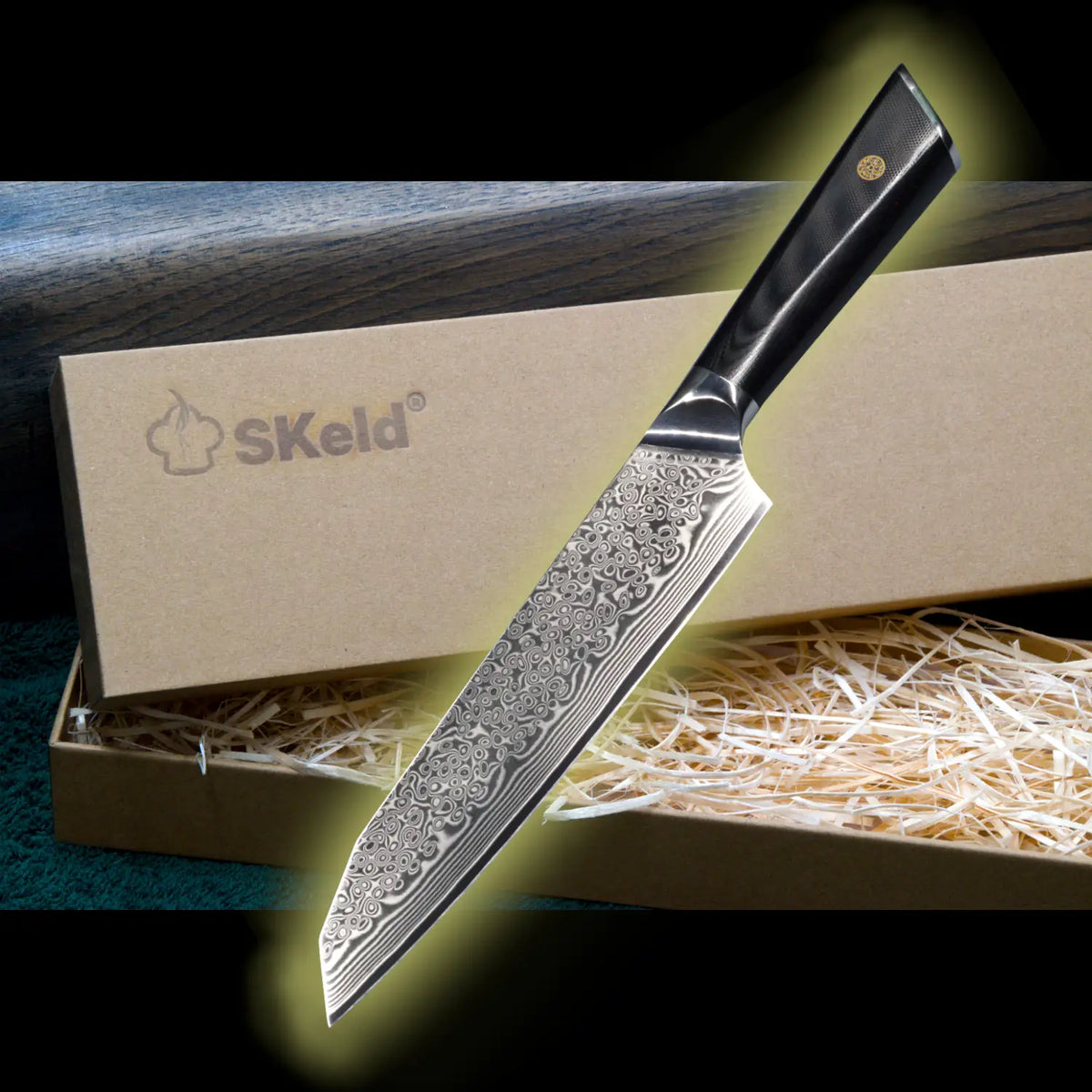 Couteau Santoku Damas - Manche G10 | Professionnel | SKeld®