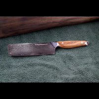 Damastmesser - Nakirimesser aus 67 Lagen Damaststahl und VG10 Kern, Olivenholzgriff