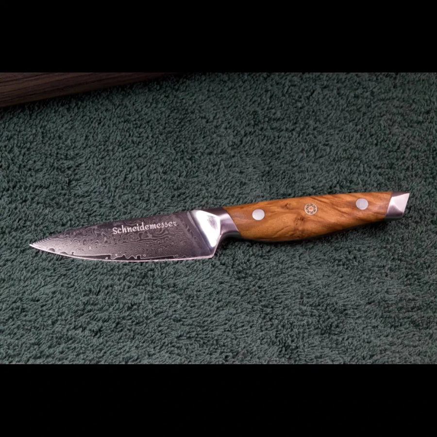 SKeld® Damast Gemüsemesser, 67 Lagen, V10 Stahlkern, Griff aus Olivenholz